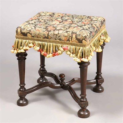 Lot 198 - William and Mary Oak Stool The rectangular...