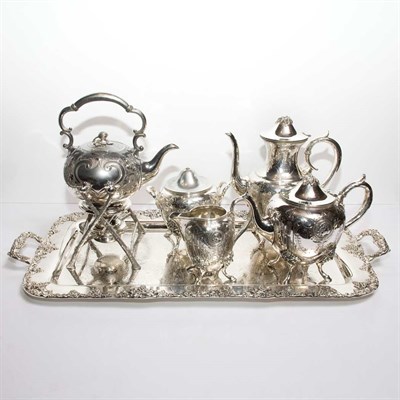 Lot 314 - Assembled Silver Plated Six-Piece Tea and...