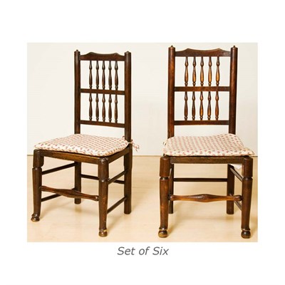 Lot 165 - Set of Six English Rush Seat Dining Chairs
