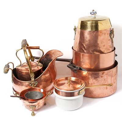Lot 240 - Group of Copper Cooking Pots and Pans...
