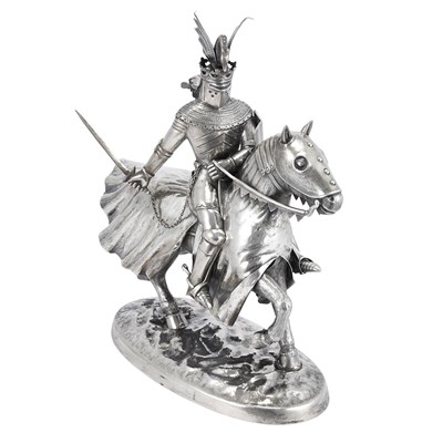 Lot 273 - Portuguese Silver Figure of a Medieval Knight...
