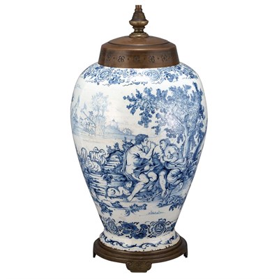 Lot 204 - Delft Blue and White Decorated Vase Early 19th...