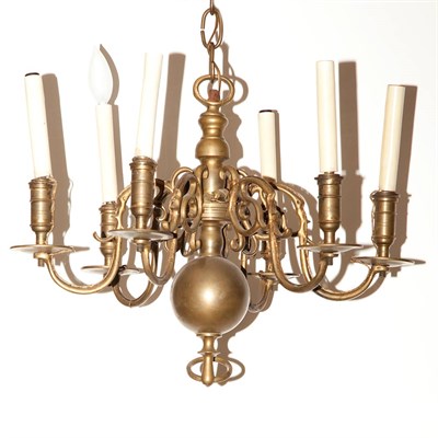 Lot 356 - Continental Baroque Style Brass Six-Light...