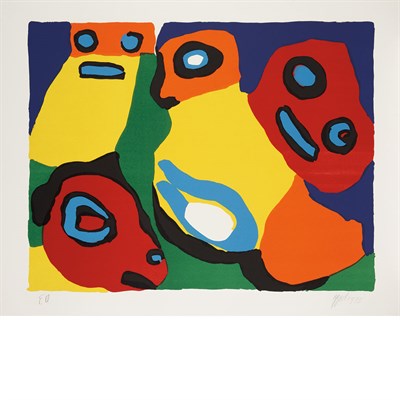 Lot 282 - Karel Appel BLUE-FACED BEAST; YELLOW BIRD;...