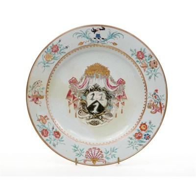 Lot 325 - Chinese Export Armorial Porcelain Plate Circa...