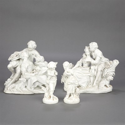 Lot 460 - Group of Bisque Porcelain Figures Comprising...