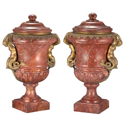 Lot 292 - Pair of Louis XVI Style Gilt-Bronze and Rouge...
