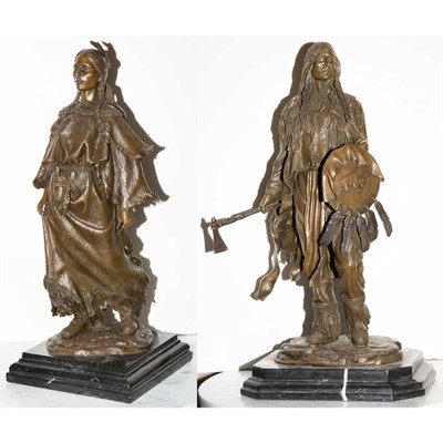 Lot 461 - Pair of Bronze Figures of Native Americans...