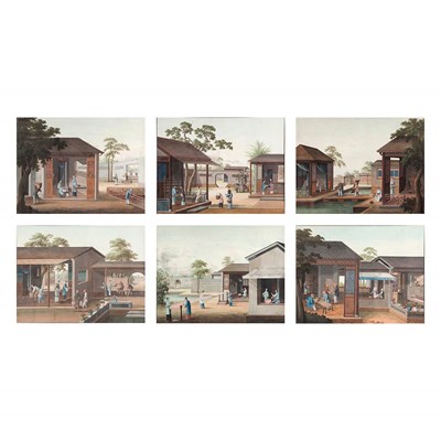Lot 501 - Series of Six Chinese Paintings 19th Century...