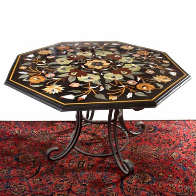 Lot 474 - Pietra Dura and Iron Center Table The...