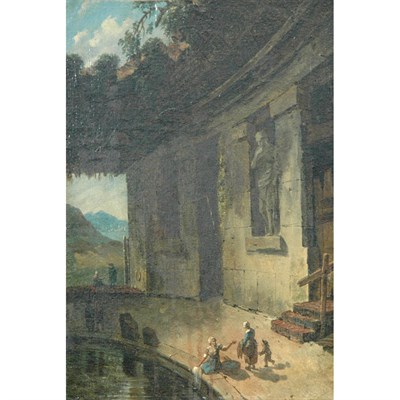 Lot 63 - French School 18th Century Laundresses at a...