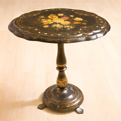 Lot 165 - Victorian Painted and Mother-of-Pearl Inlaid...