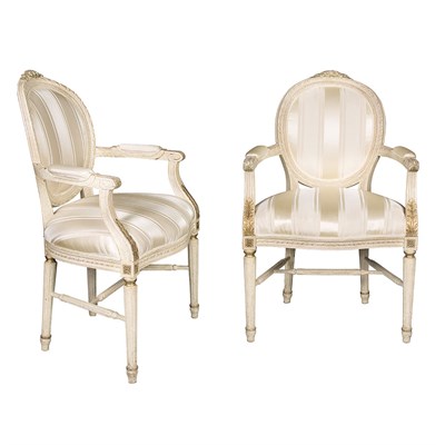 Lot 471 - Pair of Louis XVI Style Carved, Painted and...