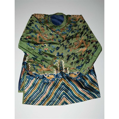 Lot 270 - Chinese Green Silk Robe 19th Century