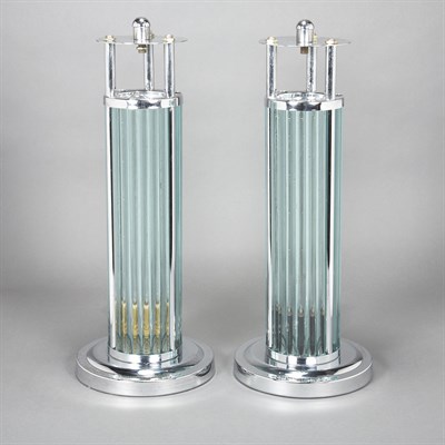 Lot 132A - Pair of Lamps France, 1940s Nickel plated...