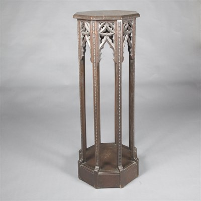 Lot 430 - Gothic Style Carved Oak Pedestal The octagonal...