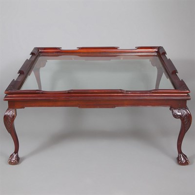 Lot 139 - Georgian Style Glass Inset Mahogany Low Table...