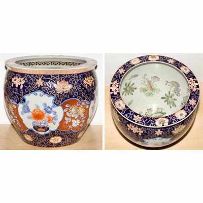 Lot 154 - Pair of Chinese Imari Porcelain Fish Bowls...