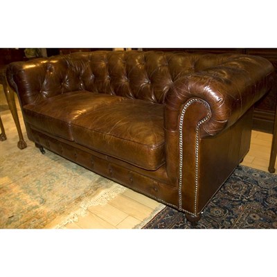 Lot 538 - Pair of Brown Leather Tufted Chesterfield...