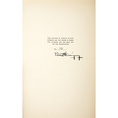 Lot 45 - HEMINGWAY, ERNEST A Farewell to Arms. New York:...