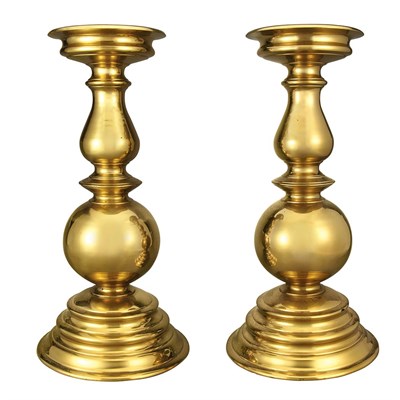 Lot 176 - Pair of Dutch Baroque Style Brass Pricket...