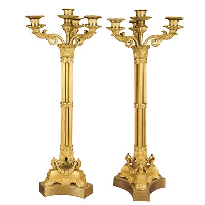Lot 435 - Pair of Louis Philippe Gilt-Bronze Four-Light...