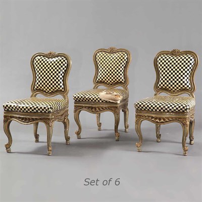 Lot 334 - Set of Six Continental Rococo Style Painted...