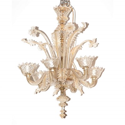 Lot 463 - Venetian Glass Six-Light Chandelier Height 29...