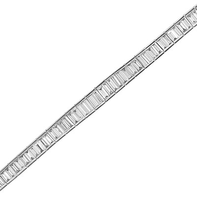 Lot 230 - Platinum and Diamond Straightline Bracelet