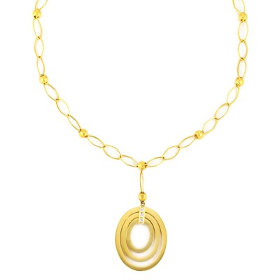 Lot 239 - Gold and Diamond Pendant-Necklace