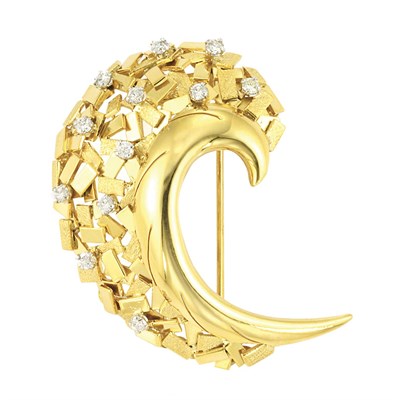 Lot 160 - Gold and Diamond Clip-Brooch