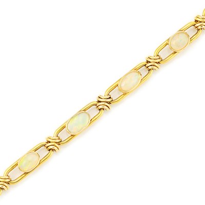 Lot 407 - Gold and Opal Bracelet