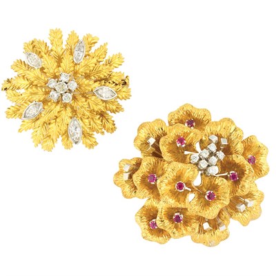 Lot 625 - Two Gold and Diamond Brooches