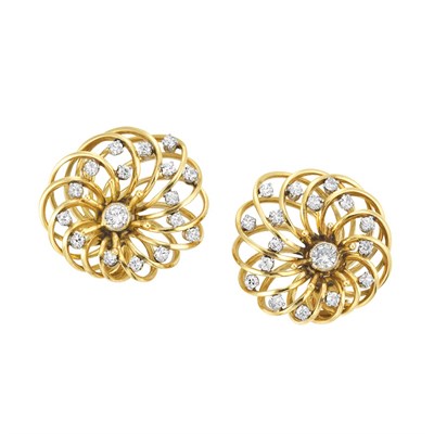 Lot 26 - Pair of Gold, Platinum and Diamond Earclips