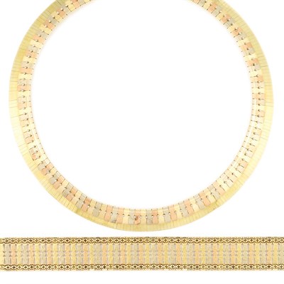 Lot 145 - Tricolor Gold Necklace and Bracelet