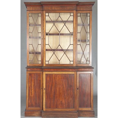 Lot 1249 - George III Mahogany Breakfront Bookcase 19th...