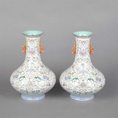 Lot 726 - Pair of Chinese Famille Rose Glazed Porcelain...