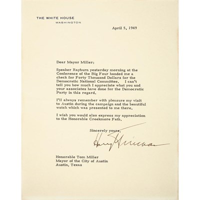 Lot 19 - [PRESIDENTIAL & POLITICAL CORRESPONDENCE] -...