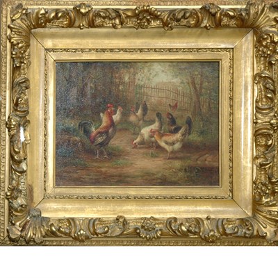 Lot 69 - August Laux American, 1847-1921 Chickens...