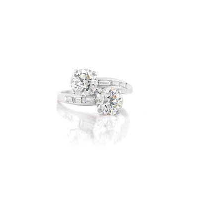 Lot 154 - Platinum and Diamond Crossover Ring