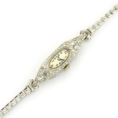 Lot 82 - Platinum and Diamond Wristwatch
