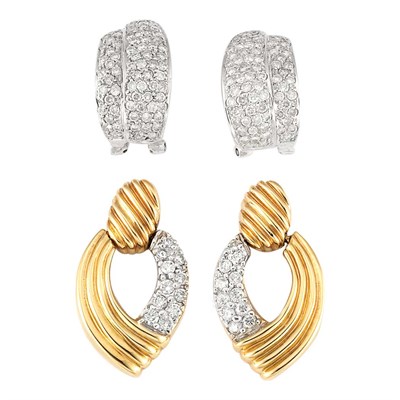Lot 298 - Two Pairs of Diamond Earrings