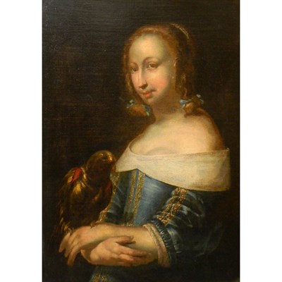Lot 28 - Circle of Gabriel Metsu Lady with a Parrot Oil...
