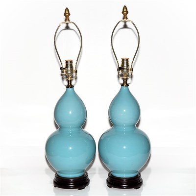 Lot 312 - Pair of Chinese Robin's-Egg Blue Glazed...