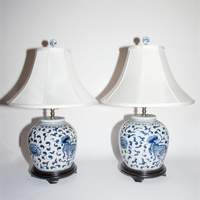 Lot 355 - Pair of Chinese Blue and White Porcelain...
