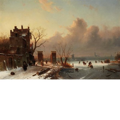 Lot 19 - Charles Leickert Belgian, 1818-1907 Skaters on...