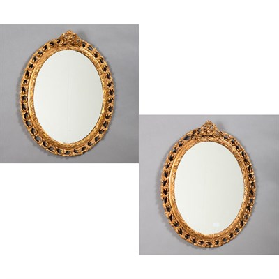 Lot 414 - Pair of Louis XVI Style Gilt-Wood Mirrors...