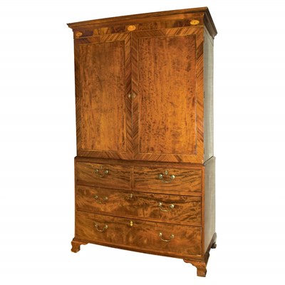 Lot 577 - George III Style Mahogany Linen Press Height 6...