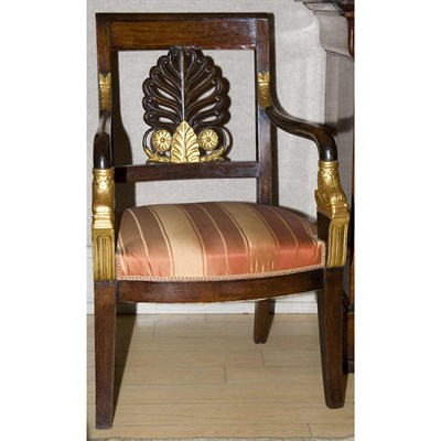 Lot 561 - Empire Style Gilt Mahogany Fauteuil