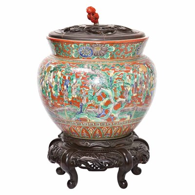 Lot 560 - Japanese Figural Decorated Porcelain Jar on...